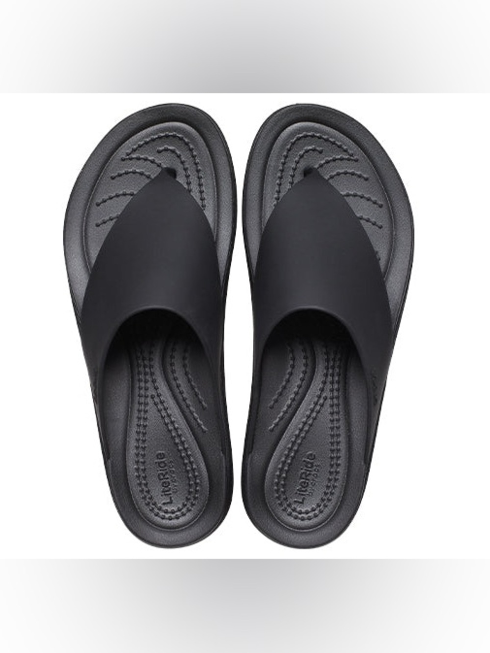 Crocs LiteRide Brooklyn Platform Flip Flops Sandals Black Size 9 Like New - Picture 3 of 8